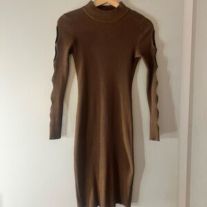 Fashion Nova Brown Long Sleeve Dress
